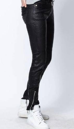 Zadig & Voltaire  Phlamo Crinkled Leather Pants Black Size 36