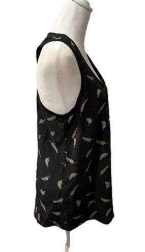 Joie ASO Serena Van Der Woodsen Gossip Girl Black  Silk Feather Tank Top Alicia