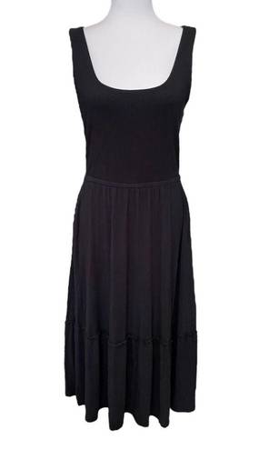 Jason Wu J  Scoop Neck Black Knit Ruffle Midi Dress With Pockets Small MSRP $65