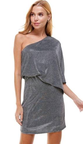 TCEC | NWOT | Metallic Glitter One Shoulder Dress | L | Black | CD01940