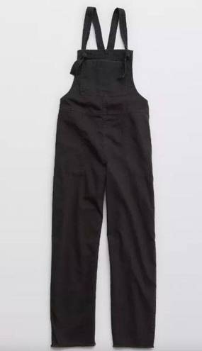 Aerie  Werk Play Twill Denim Wide Leg Overalls Black Womens Size Large