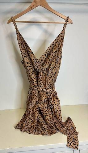 Vix Paula Hermanny NWOT  wrap-effect leopard-print voile mini dress size L