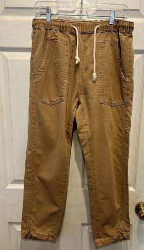 Pilcro  Anthropologie Brown Ultra High Rise Relaxed Pull On Jeans Tie Waist Small