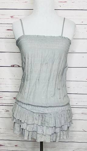 Max Rave Grey Dropped Waist Ruffled Tunic Top XS