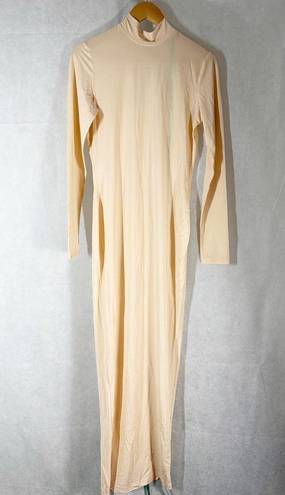 Mistress Rocks  Don’t Stop Beige Stretch Jersey High Neck Maxi Dress size Large