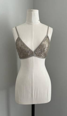 Chan Luu BNWT  Silver Sequins Embellished Bra