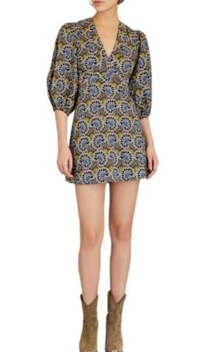 Alexis Orissa Cutout Mini Dress Womens Size Large Yellow V-Neck Puff Sleeve