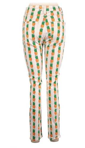 Pistola Pineapple Pina Colada Jeans Pants Dopamine Kitsch Print Cream Gold sz 29