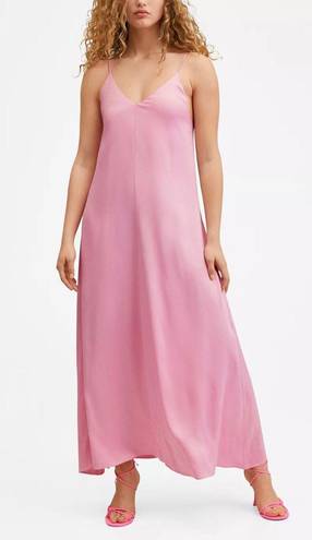 Mango Back Detail Pink Satin Dress