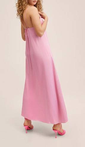 Mango Back Detail Pink Satin Dress