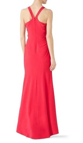 Halston Heritage Halston Twist Mesh Insert Gown in Fuchsia 4 Womens Long Maxi Dress