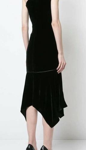 Natori Josie  Black Silk Blend Velvet One Shoulder Dress Size 6 NWT $695