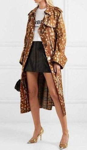 Burberry  Exaggerated Cuff Deer Print Nylon Trench Coat Size US 10