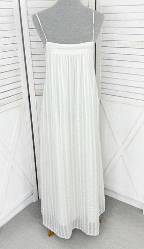 ZARA Flowy Textured Maxi Slip Dress Ivory White Medium Monochrome Stripe