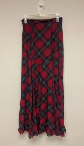 Kimchi Blue  Women's Plaid Red Long Skirt High Waist