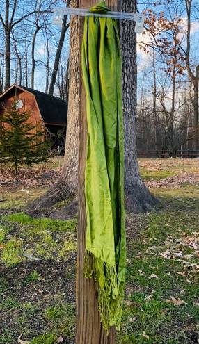 Apple Green 100% Rayon Scarf With Fringe