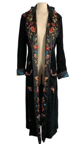 Mandalay Embroidered Suede leather Duster Trench Coat Size 6 NWT