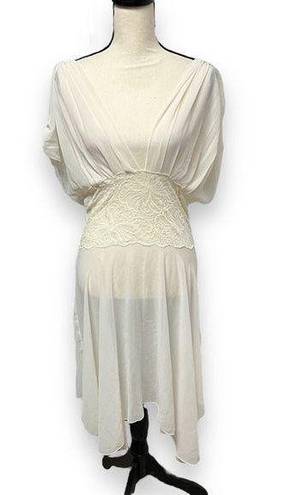 Victoria's Secret 90s  Cream Lace Chiffon Goddess Lingerie Slip Nightgown