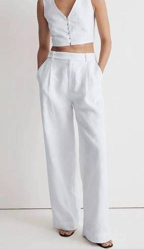 Madewell  The Harlow Wide-Leg Pant in 100% Linen in White NWT