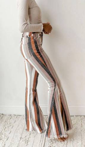 Striped Bell Bottom Pants Multi Size M