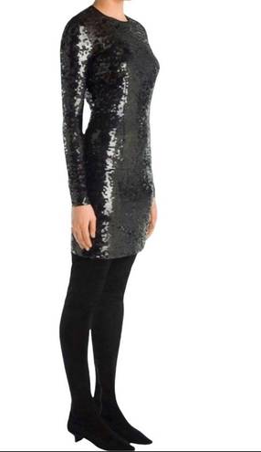 Stella McCartney  black sequined long-sleeve fully-lined form-fitting dress