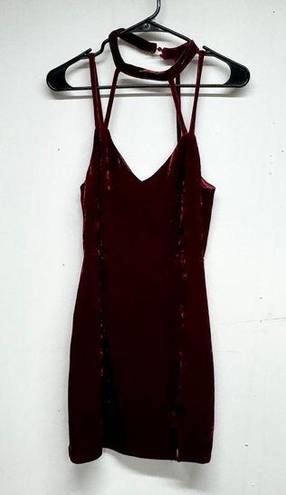 Lush Clothing Lush Women Red Velvet Halter Neck Sleevless Mini Dress Size Medium