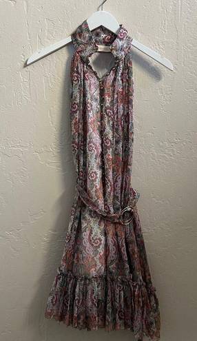 Zimmermann EUC $595  100% Silk Paisley Ruffle Belted Mini Dress