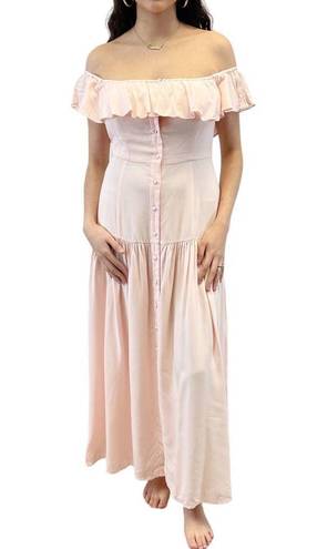 Yumi Kim NEW  Womens S Spring Fling Maxi Dress Cameo Pink Tiered Off Shoulder