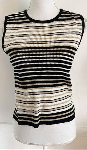 St. John  Sport • Black Gold Metallic Striped Vintage Tank Top