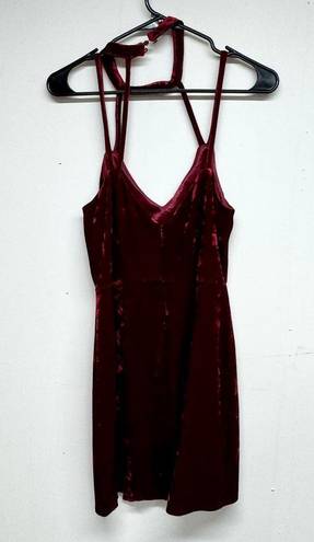 Lush Clothing Lush Women Red Velvet Halter Neck Sleevless Mini Dress Size Medium