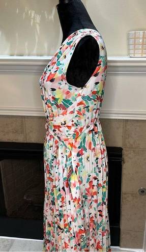 Floral Abstract One Shoulder Pleated Maxi Dress no tags size Medium