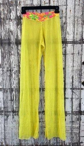 Daisy  neon boho sheer yellow swim coverup flare pants