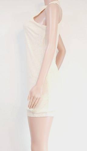 Alythea  Cream Sparkling Sequin Bodycon Mini Dress Sz M