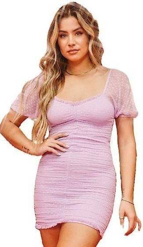 Peach Love NEW  Lavender Polka Dot Bodycon Mini Dress Size Small