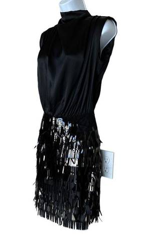 Amanda Uprichard  Simran Sequin Mini Dress Black XS Cocktail Flapper Flawed DIY