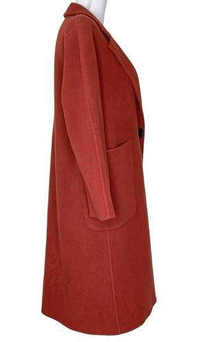 Becken Sienna Long Lapel Felted Wool Oversized Coat Rust Terracotta Red