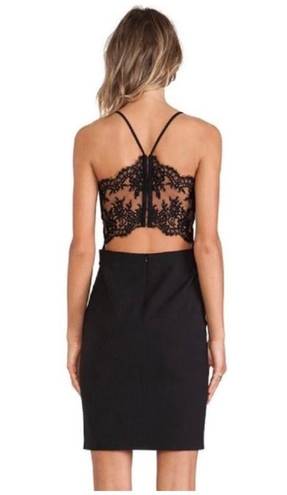 Michelle Mason  Revolve Black Lace Cocktail Spaghetti Strap Open Back Mini Dress