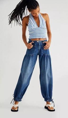 Free People Lotus High Waist Tie Hem Barrel Leg Jeans