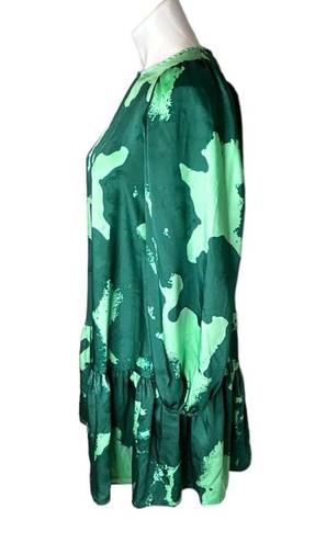 Alexis  Women’s Green Long Puff Sleeve Tiered Dress Size XS