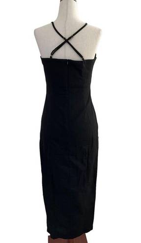 RUNAWAY THE LABEL  Aston Midi Dress Size Small Black w/ Side Slit NWT