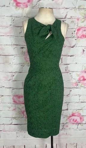 Tracy Reese  green lace sleeveless sheath dress with tie neck line