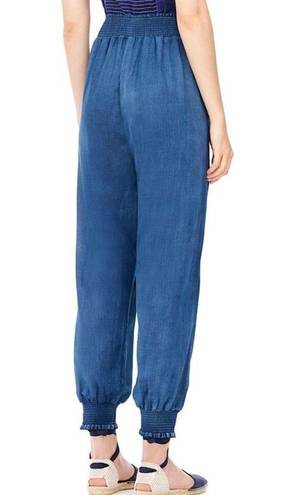 Rebecca Taylor  La Vie Tissue Denim Chambray High Rise Tapered Smocked Hem Pant