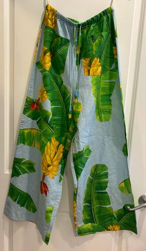 Farm Rio Fresh Bananas Linen-Blend Cropped Pants