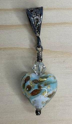 Art Glass Multi Colored Heart Necklace Pendant