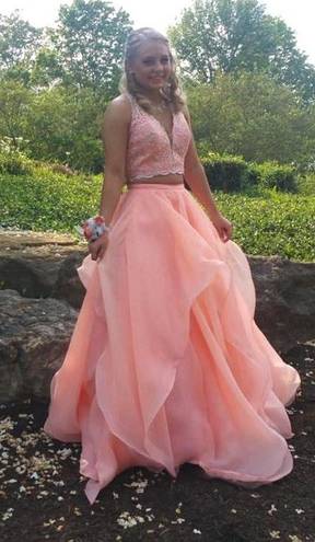 Coral Two Piece Prom Dress