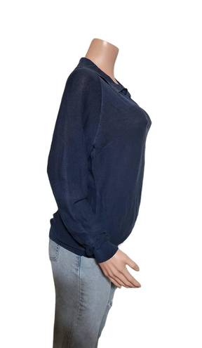 Polo Pulp women's long sleeve placket sapphire  casual henley pullover sweatshirt  M