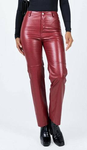 Princess Polly Macey Burgundy Faux Leather Pants 2