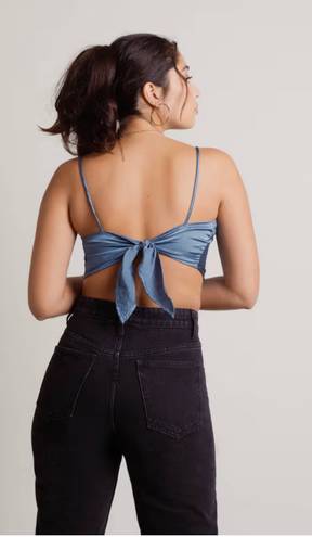 Tobi Blue Satin Crop Top