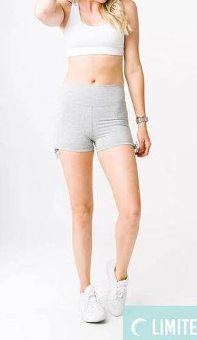 Zyia  Active Gray Brilliant Double Scrunchy Hustle Shorts Heather Gray Medium