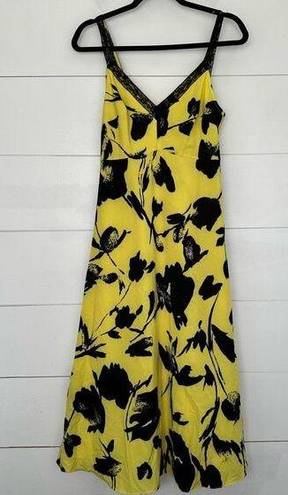 Jason Wu  Women’s 4 Yellow Black Floral Midi Dress